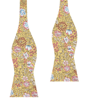 Tahitian Yellow Floral Self Bow Tie