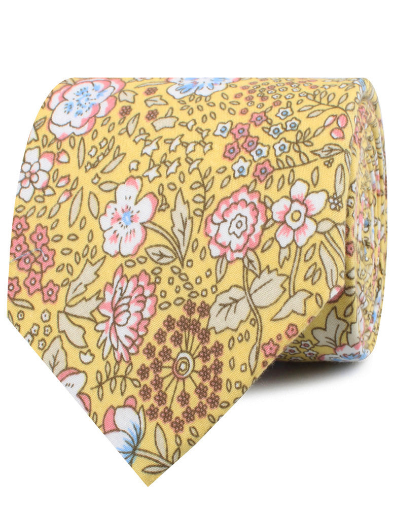 Tahitian Yellow Floral Neckties