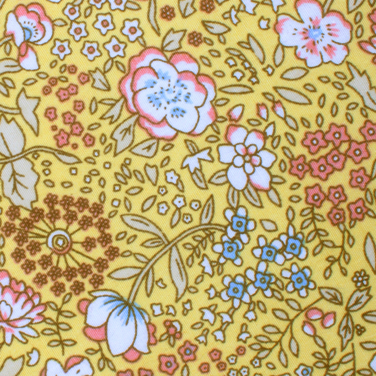 Tahitian Yellow Floral Skinny Tie Fabric