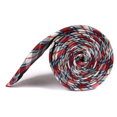 Tango Maroon with Blue Stripes Skinny Tie Side Roll