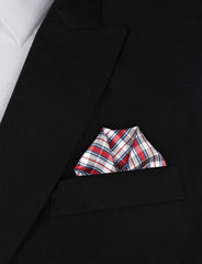 Tango Maroon with Blue Stripes Winged Puff Pocket Square Fold