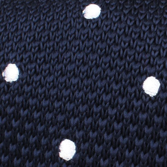 Tao Navy Polka Dot Knitted Tie Fabric