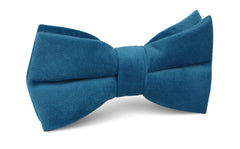 Teal Blue Velvet Bow Tie