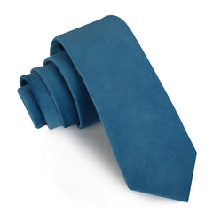 Teal Blue Velvet Skinny Tie