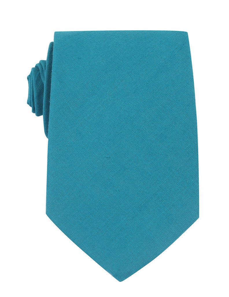 Teal Slub Linen Necktie