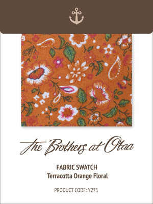 Fabric Swatch (Y271) - Terracotta Orange Floral