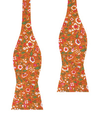 Terracotta Orange Floral Self Bow Tie