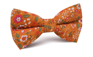 Terracotta Orange Floral Bow Tie