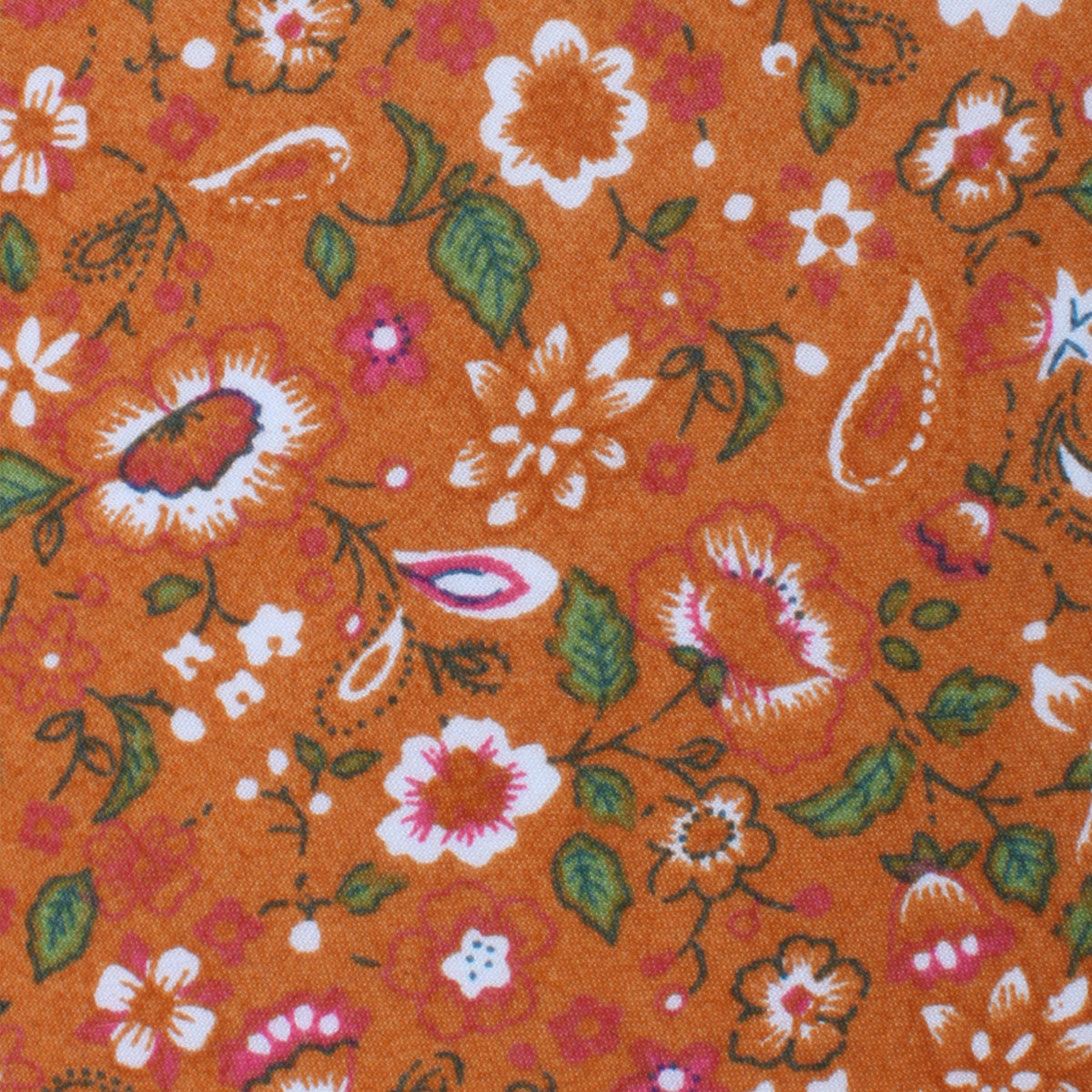 Terracotta Orange Floral Bow Tie Fabric