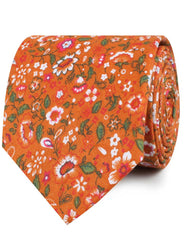 Terracotta Orange Floral Neckties