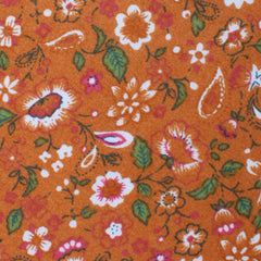 Terracotta Orange Floral Skinny Tie Fabric
