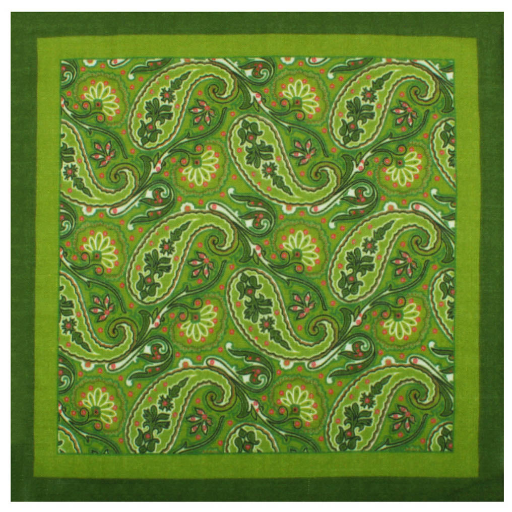 The Duke Green Paisley Wool Pocket Square