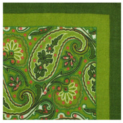 The Duke Green Paisley Wool Pocket Square Fold
