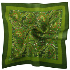 The Duke Green Paisley Wool Pocket Squares