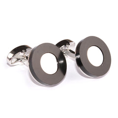 The Kingsman Black and Silver Cufflinks Front OTAA