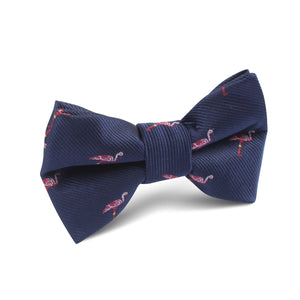 The Navy Blue Pink Flamingo Kids Bow Tie