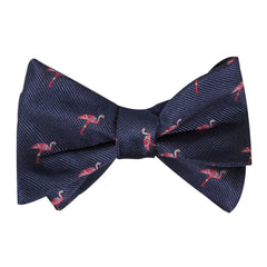 The Navy Blue Pink Flamingo Self Tie Bow Tie 3