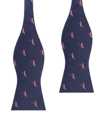 The Navy Blue Pink Flamingo Self Tie Bow Tie