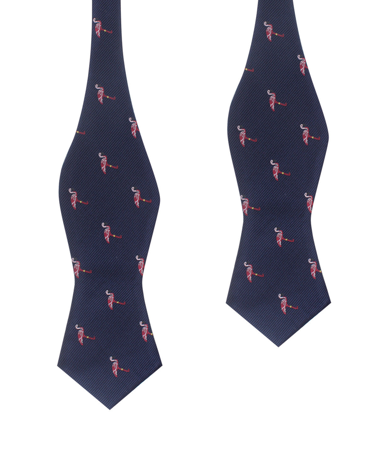 The Navy Blue Pink Flamingo Self Tie Diamond Tip Bow Tie