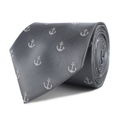 The OTAA Charcoal Grey Anchor Necktie Front Roll