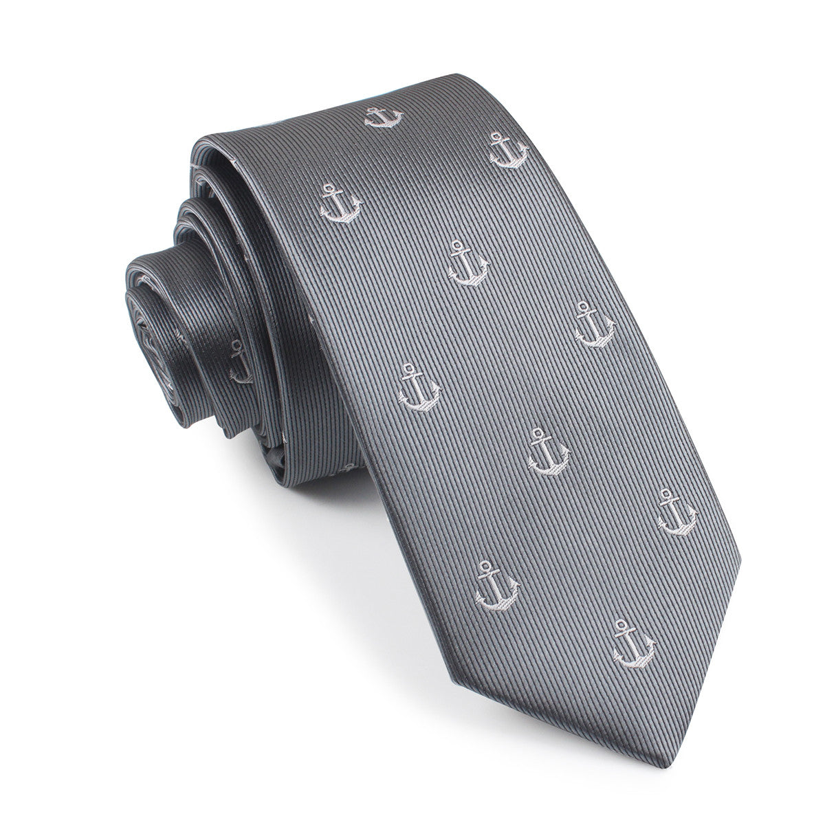 The OTAA Charcoal Grey Anchor Skinny Tie