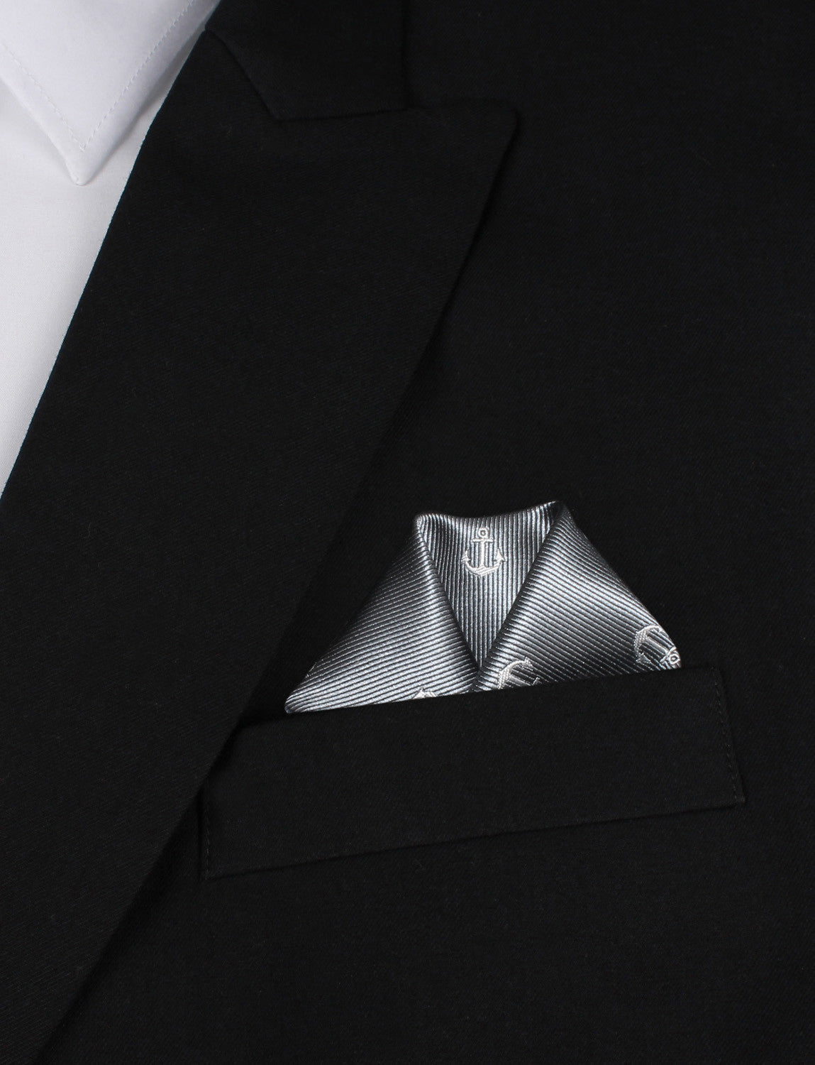 The OTAA Charcoal Grey Anchor Pocket Square
