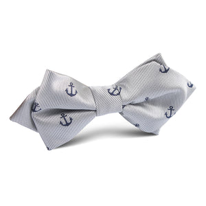 The OTAA Light Grey with Navy Blue Anchors Diamond Bow Tie