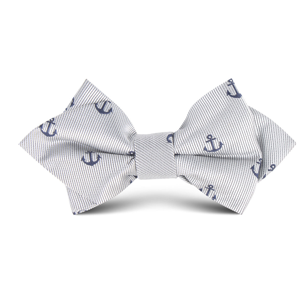 The OTAA Light Grey with Navy Blue Anchors Kids Diamond Bow Tie