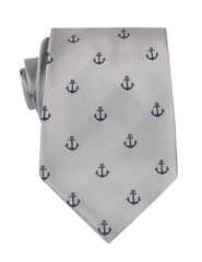 The OTAA Light Grey with Navy Blue Anchors Necktie