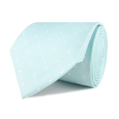 The OTAA Mint Blue with White Polka Dots Necktie Front Roll