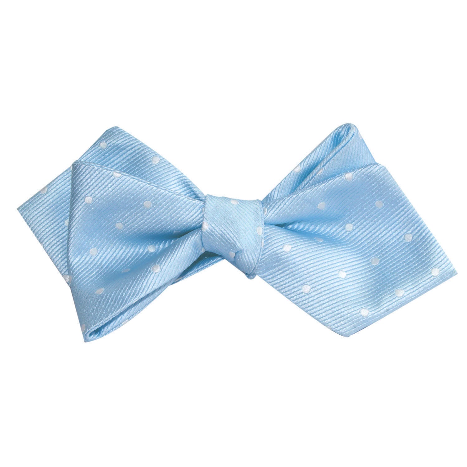 Mint Blue with White Polka Dots Self Tie Diamond Tip Bow Tie 3