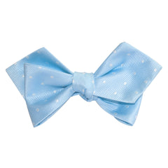 Mint Blue with White Polka Dots Self Tie Diamond Tip Bow Tie 1