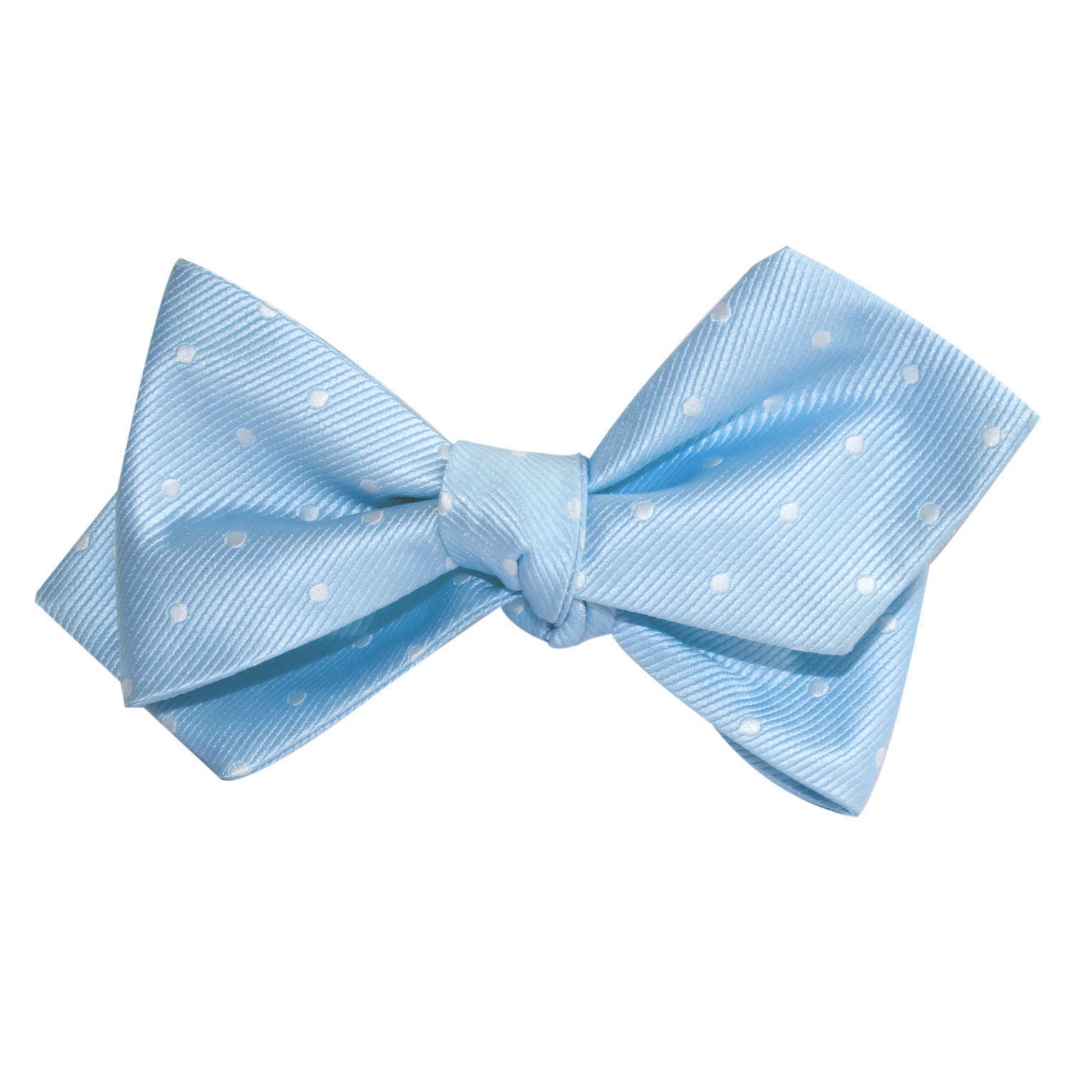 Mint Blue with White Polka Dots Self Tie Diamond Tip Bow Tie 2