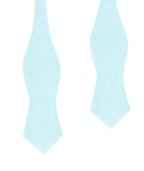 The OTAA Mint Blue with White Polka Dots Self Tie Diamond Tip Bow Tie