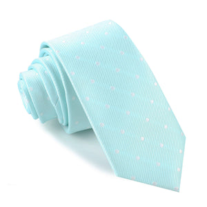The OTAA Mint Blue with White Polka Dots Skinny Tie