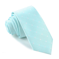 The OTAA Mint Blue with White Polka Dots Skinny Tie