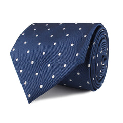 The OTAA Navy Blue with White Polka Dots Necktie Front Roll