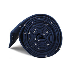 The OTAA Navy Blue with White Polka Dots Necktie Side Roll