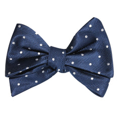 The OTAA Navy Blue with White Polka Dots Self Tie Bow Tie 2