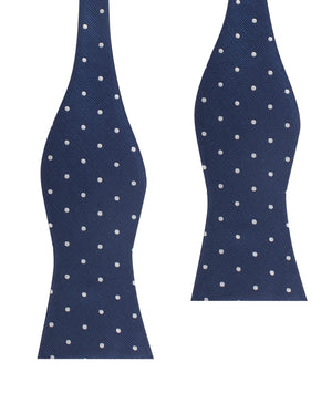 The OTAA Navy Blue with White Polka Dots Self Tie Bow Tie