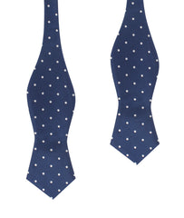 The OTAA Navy Blue with White Polka Dots Self Tie Diamond Tip Bow Tie