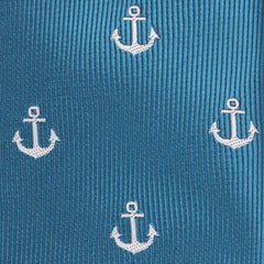 The OTAA Teal Blue Anchor Fabric Self Tie Diamond Tip Bow Tie M102