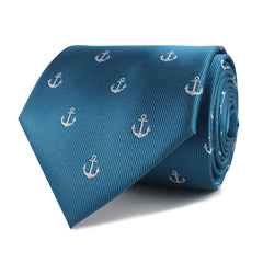 The OTAA Teal Blue Anchor Necktie Front Roll