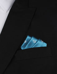 The OTAA Teal Blue Anchor Oxygen Three Point Pocket Square Fold