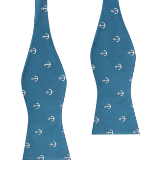 The OTAA Teal Blue Anchor Self Tie Bow Tie