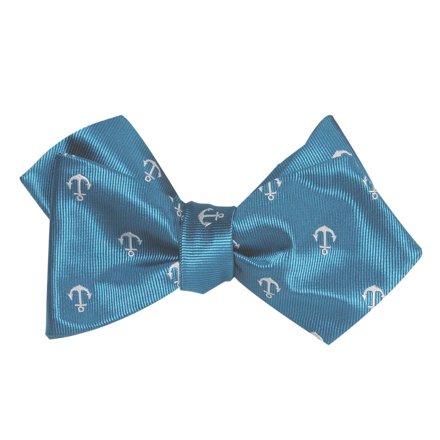 The OTAA Teal Blue Anchor Self Tie Diamond Tip Bow Tie 1