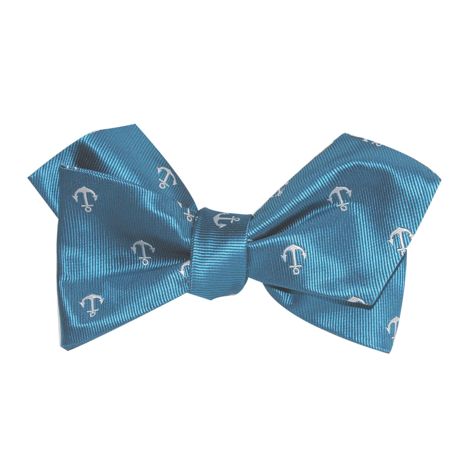 The OTAA Teal Blue Anchor Self Tie Diamond Tip Bow Tie 2