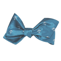 The OTAA Teal Blue Anchor Self Tie Diamond Tip Bow Tie 3