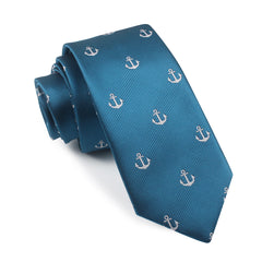 The OTAA Teal Blue Anchor Skinny Tie