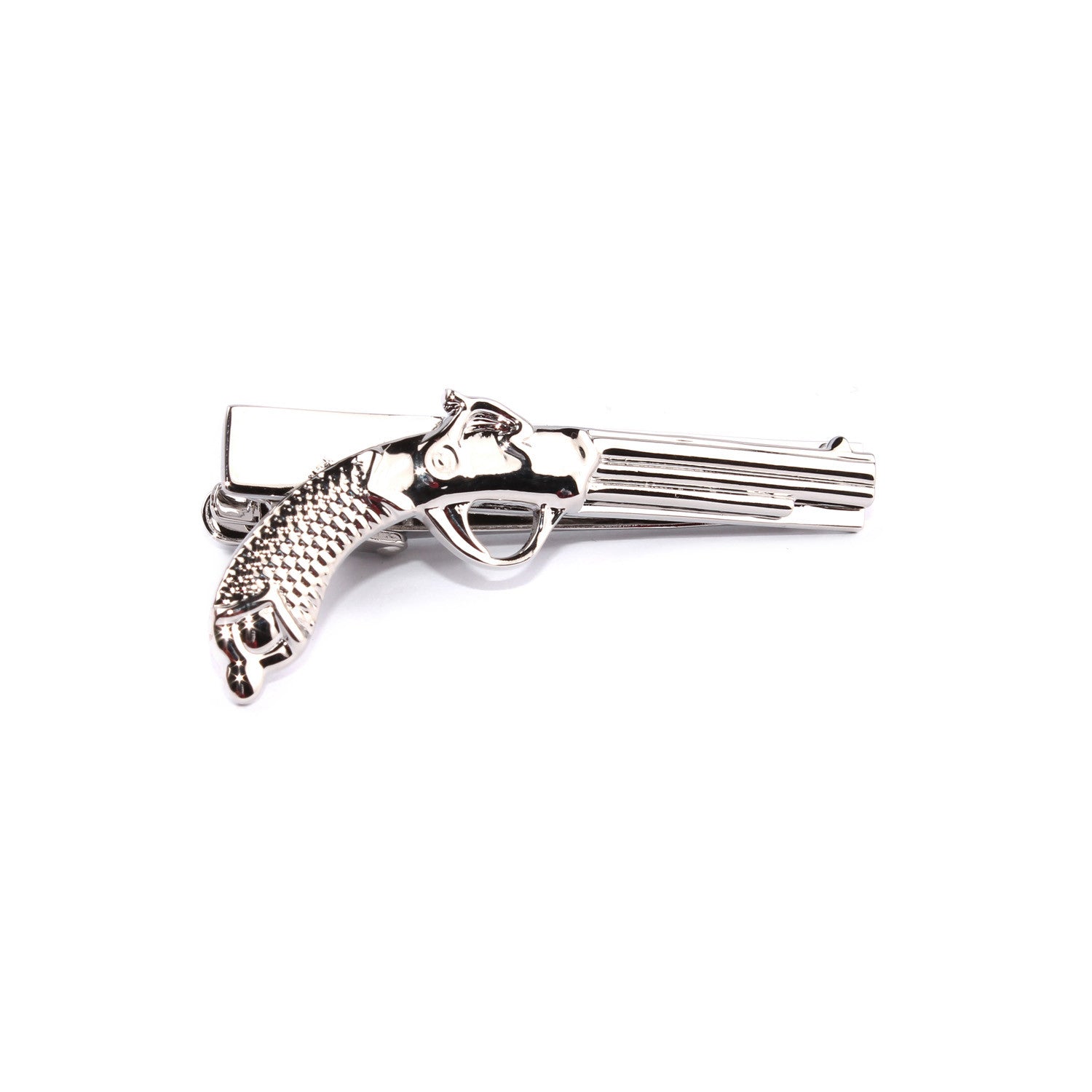 The Revolver Silver Tie Bar Unique Gun Tie Clip Men Novelty Tiepin